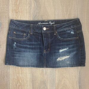 American Eagle Women's Dark Washed Denim Mini Skirt